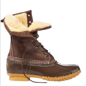 L L Bean Shearling Lined Duck Boots 10”